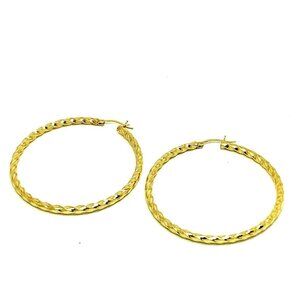 Hoop Earrings Women's Jewelry 14K Yellow Gold Large Twist Braided 54mm 3…